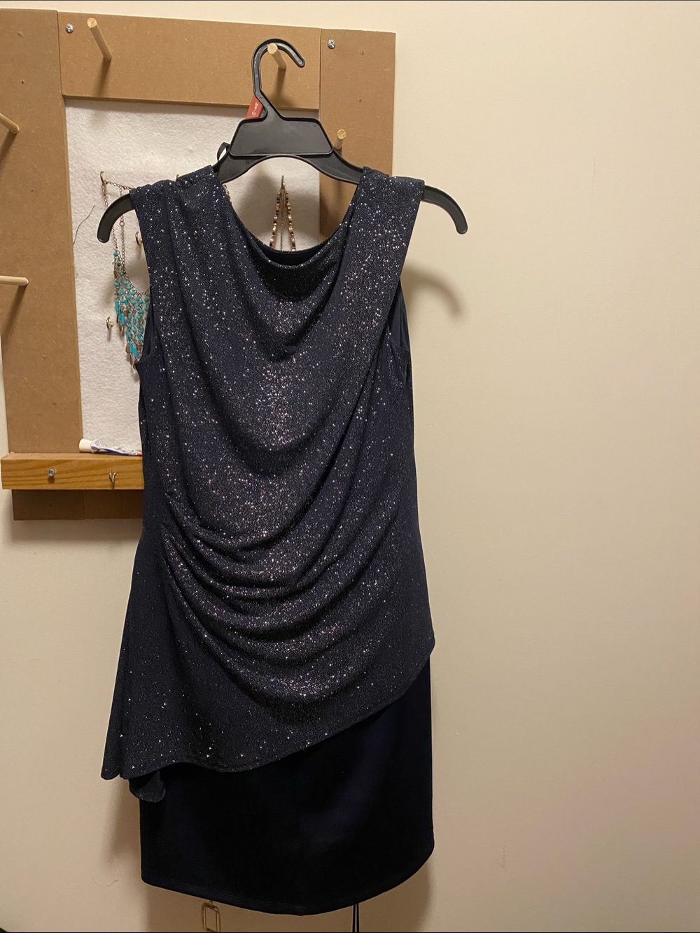 Sparkling Navy Draped Dress